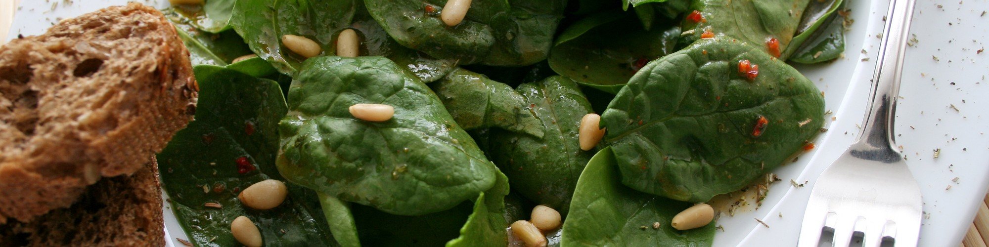 Spinach and Basil Salad with Pine Nut Dressing Recipe by Vicki Barrett
