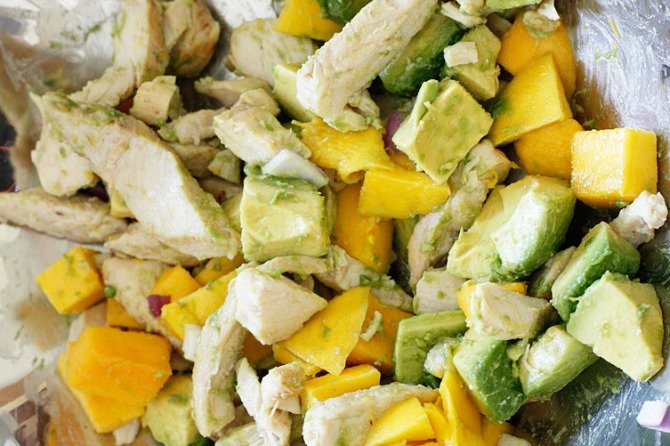 California Grilled Chicken Avocado and Mango Salad Recipe