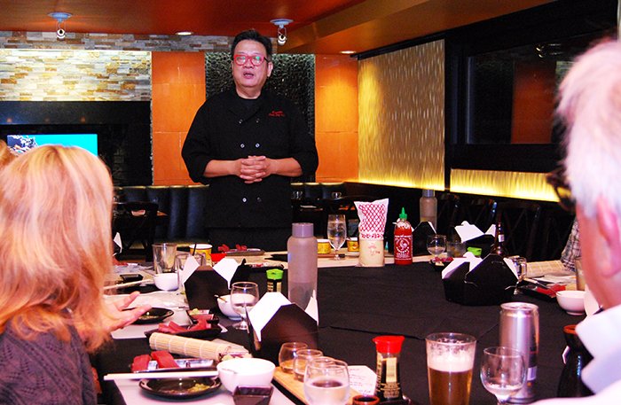 Chef Chu teaching Sushi 101 class