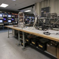 work bench with computers lining the room to build rockets