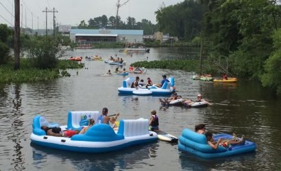 people floating on tubes in river during nanticoke riverfest