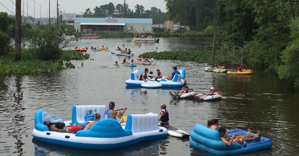 people floating on tubes in river during nanticoke riverfest