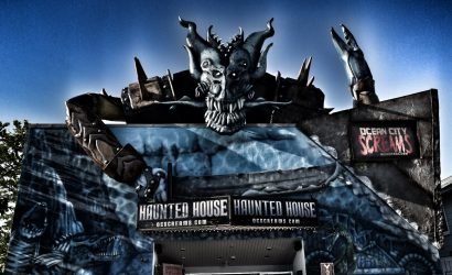 OC Screams Haunted House in Ocean City with scary dragon figure