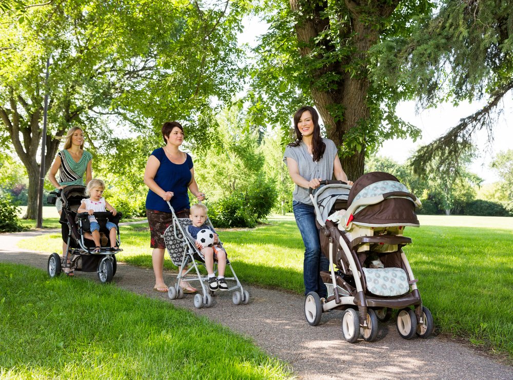 new mom with stroller