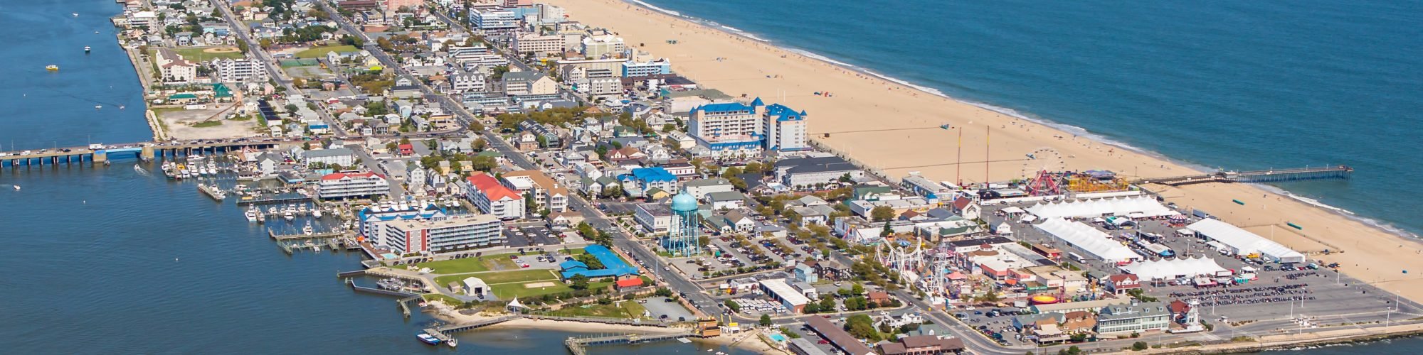 aerial view of town showing things to do in ocean city