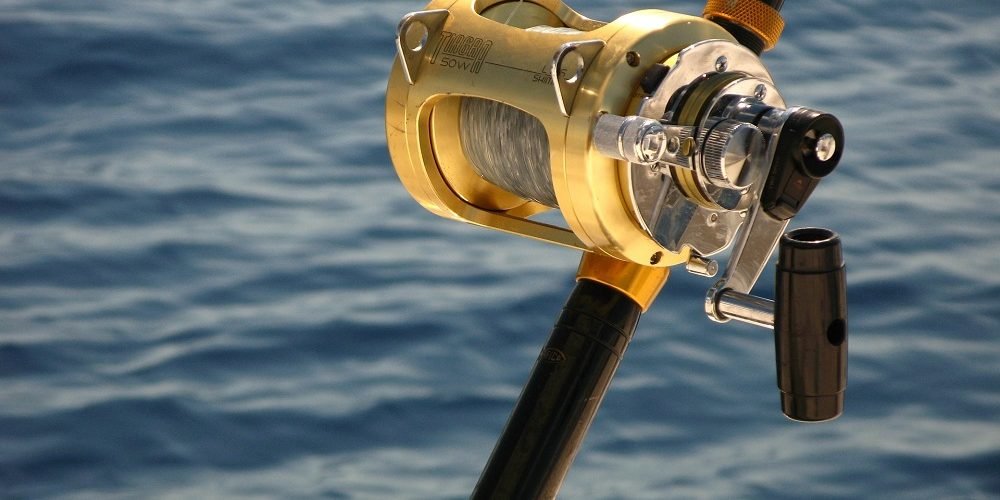 Gold Reel Fishing Rod in Ocean