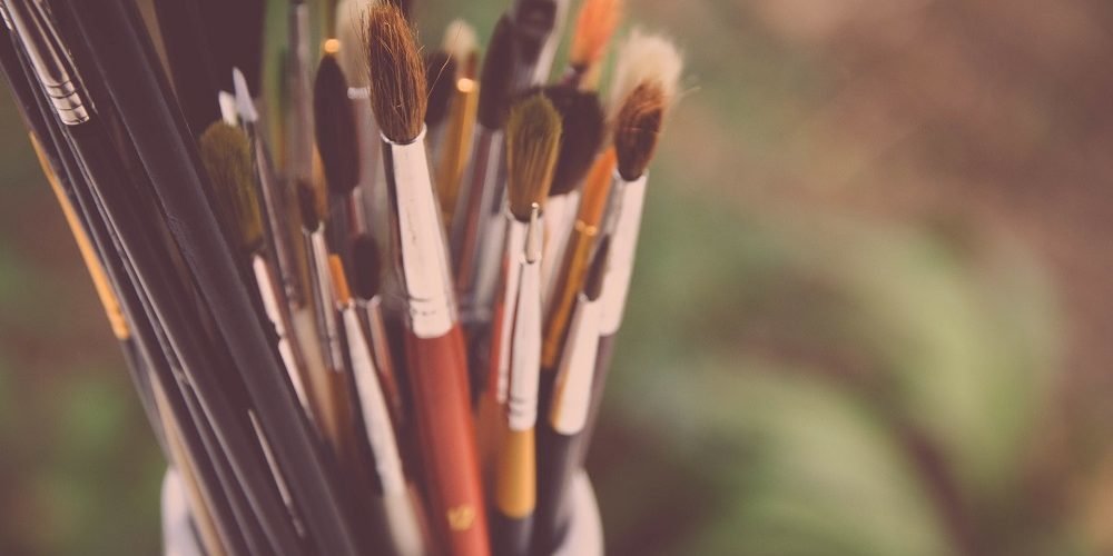 Blurred background with Focused Paint Brushes