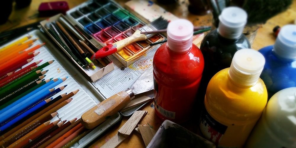 paint supplies and brushes