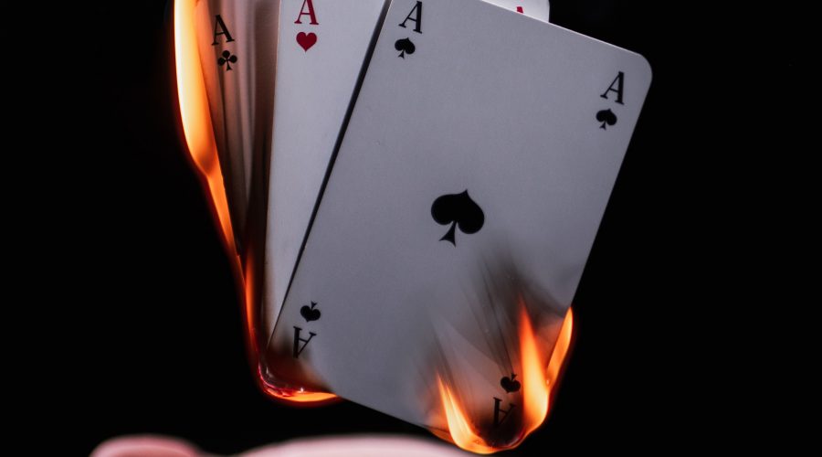 card deck on fire